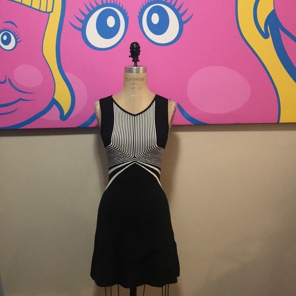 Mayren Lee Viray Black White Fit Flare Dress - Picture 1 of 12
